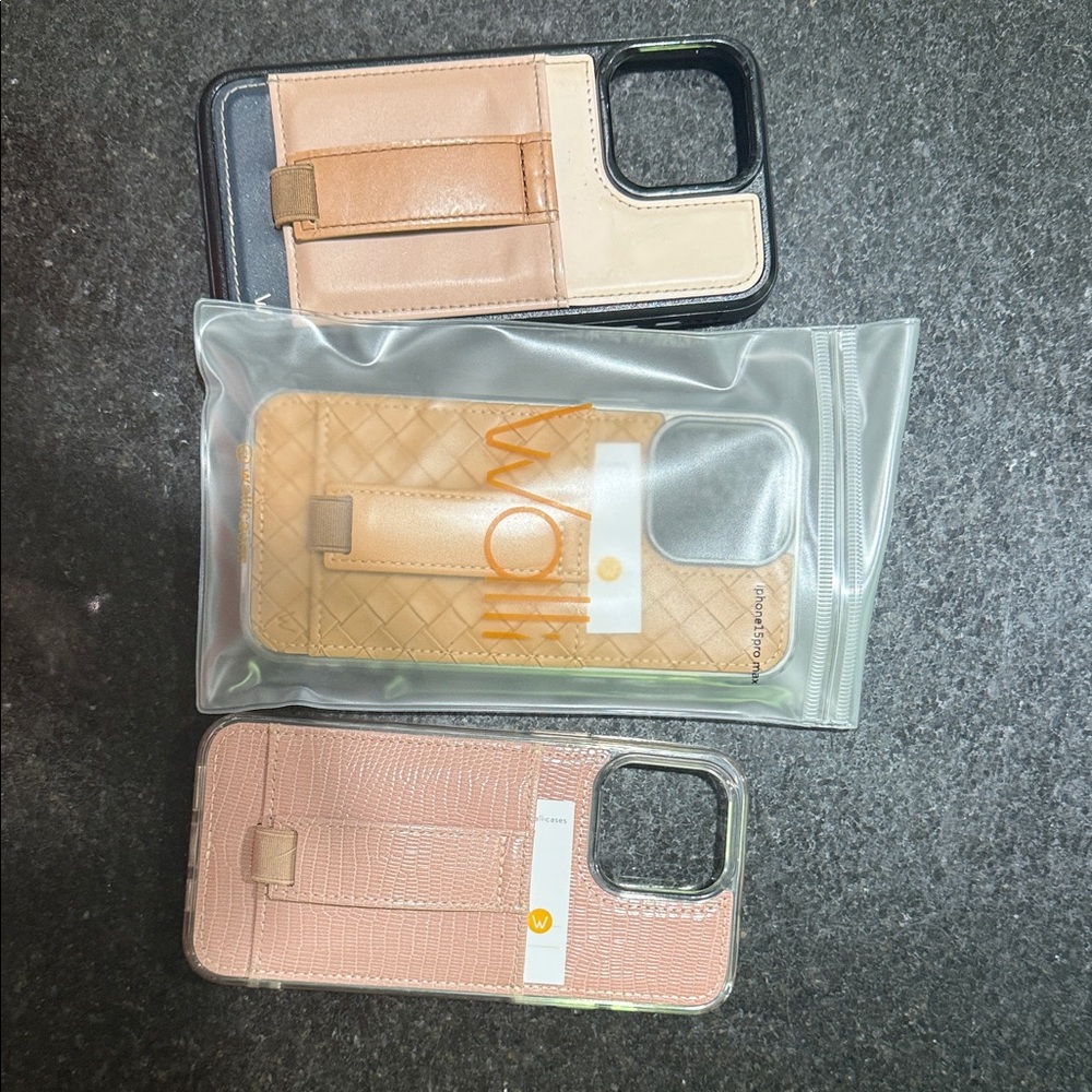 Premium Leather Phone Case with Card Holder - Black and Tan